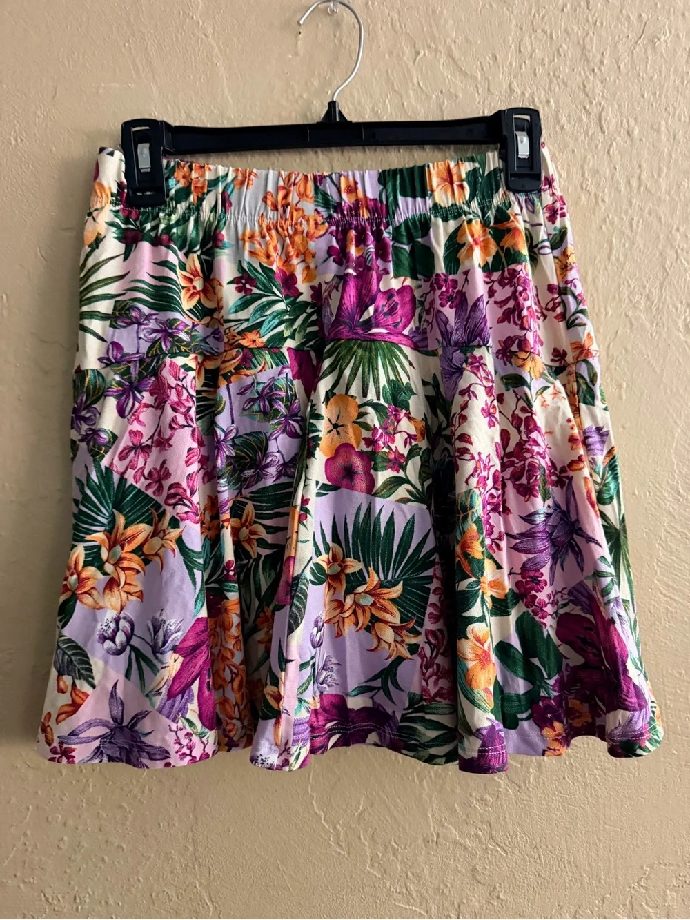 Floral Tiered Mini Skirt in Purple and Green Skort M/L